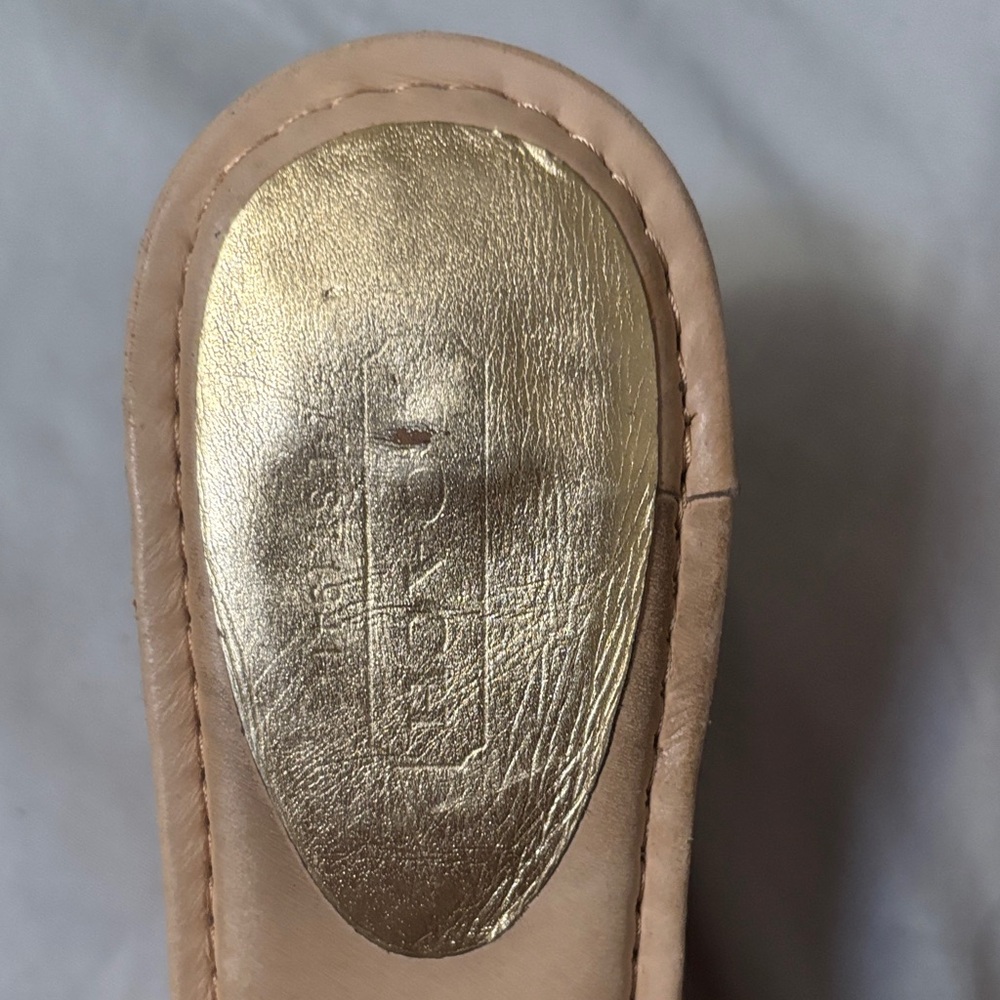 Coach Joanne Metallic Gold & Beige Signature Slide Mules - Picture 2 of 9